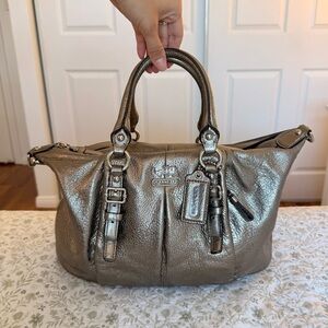 Coach Madison Juliette Leather Bag in metallic silver